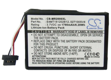 3.7V, Li-ion, 1700mAh, GPS battery fits Magellan, 027100sv8, Roadmate 2000, Roadmate 2200t, 6.29Wh GPS, Navigator Cameron Sino Technology Limited