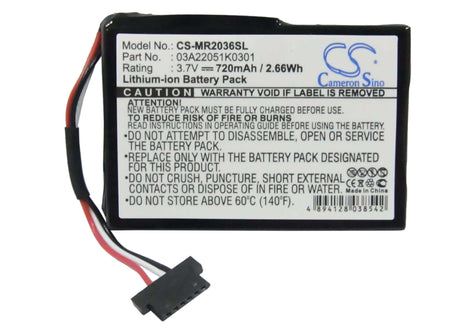 3.7V, Li-ion, 720mAh, GPS battery fits Magellan, 03a22051k0301, Roadmate 2035, Roadmate 2036, 2.66Wh GPS, Navigator Cameron Sino Technology Limited