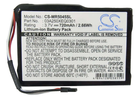 3.7V, Li-ion, 720mAh, GPS battery fits Magellan, 03a250xeq0301, Roadmate 5045, Roadmate 5045lm, 2.66Wh GPS, Navigator Cameron Sino Technology Limited