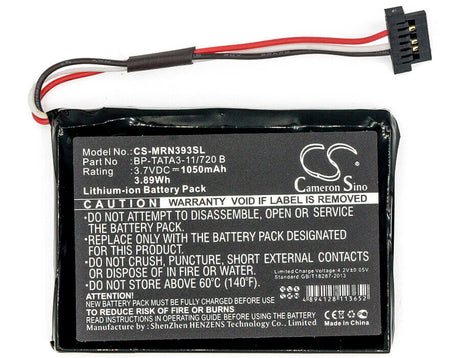 3.7V, Li-ion, 1050mAh, GPS battery fits Mio, Magellan, Bp-tata3-11/720 B, Roadmate N393m-4300, Roadmate N393m-5000, 3.89Wh GPS, Navigator Cameron Sino Technology Limited