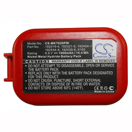9.6V, Ni-MH, 1500mAh, Power Tools battery fits Makita, 192019-4, 1022dw, 6014dw, 14.4Wh Power Tools Cameron Sino Technology Limited (Power Tools)