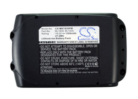 18.0V, Li-ion, 1500mAh, Power Tools battery fits Makita, 194065-3, Bbo140, Bbo180, 27Wh Power Tools Cameron Sino Technology Limited (Power Tools)