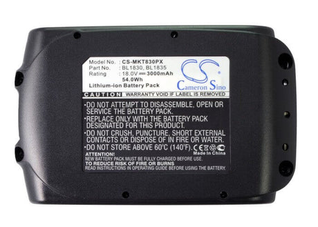 18.0V, Li-ion, 3000mAh, Power Tools battery fits Makita, (V2), 194065-3, Bbo140, Bbo180, 54Wh Power Tools Cameron Sino Technology Limited (Power Tools)