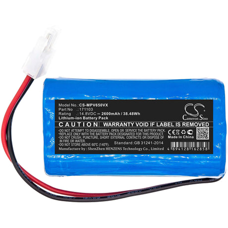 14.8V, Li-ion, 2600mAh, Vacuum battery fits Mamibot, Exvac, Exvac 660, Glassvac, 38.48Wh Vacuum Cameron Sino Technology Limited