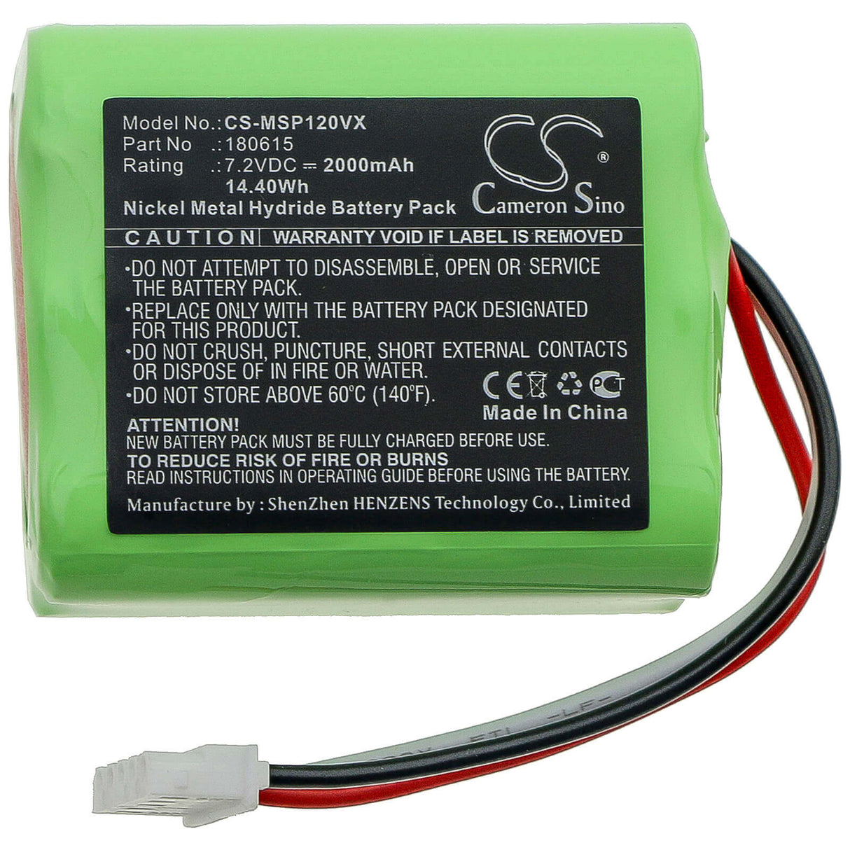 7.2V, Ni-MH, 2000mAh, Vacuum battery fits Mamibot, Sweepur 120, 14.40Wh Vacuum Cameron Sino Technology Limited