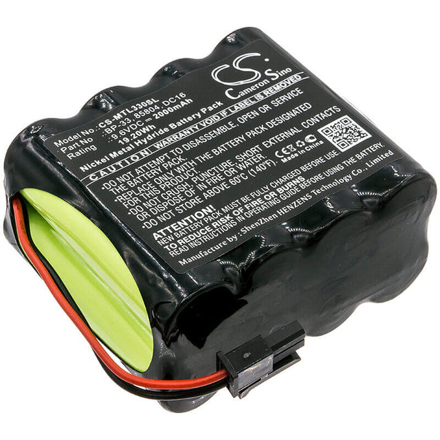9.6V, Ni-MH, 2000mAh, Equipment battery fits Martel, 85804, BetaGauge 330, 19.2Wh Equipment, Survey, Test Cameron Sino Technology Limited
