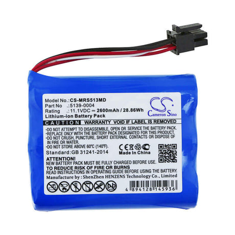 11.1V, Li-ion, 2600mAh, Medical battery fits Masimo, 5139-0004, Masimo Sedline, 28.86Wh Medical Cameron Sino Technology Limited (Medical)