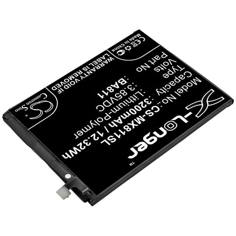 3.85V, Li-Polymer, 3200mAh, SmartPhone battery fits Meilan, Meizu, Ba811, 6t, 12.32Wh Mobile, SmartPhone Cameron Sino Technology Limited (Smartphone)