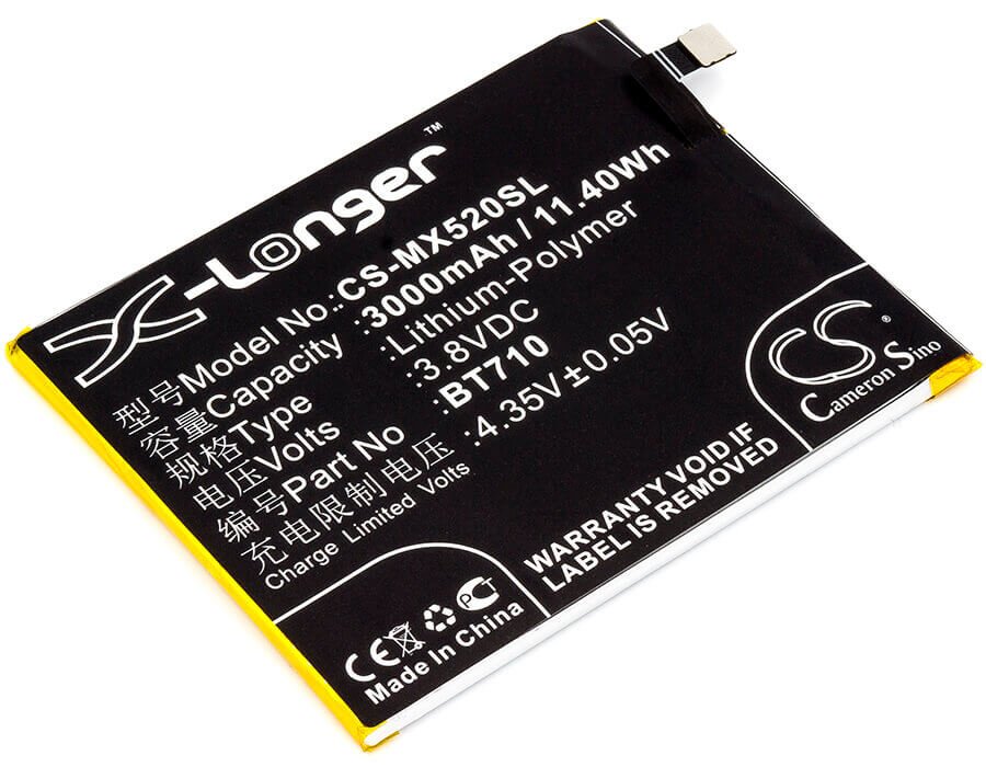 3.8V, Li-Polymer, 3000mAh, SmartPhone battery fits Meizu, Meilan, Bt710, A5, 11.4Wh Mobile, SmartPhone Cameron Sino Technology Limited (Smartphone)