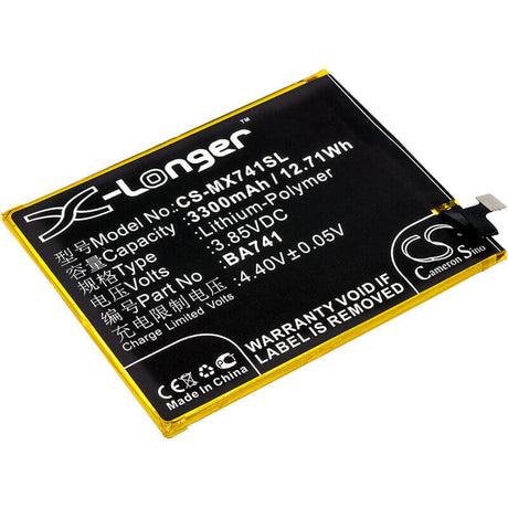 3.85V, Li-Polymer, 3300mAh, SmartPhone battery fits Meizu, Meilan, Ba741, E2, 12.71Wh Mobile, SmartPhone Cameron Sino Technology Limited (Smartphone)