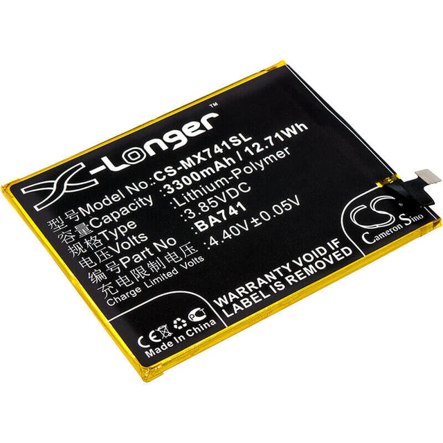 3.85V, Li-Polymer, 3300mAh, SmartPhone battery fits Meizu, Meilan, Ba741, E2, 12.71Wh Mobile, SmartPhone Cameron Sino Technology Limited (Smartphone)