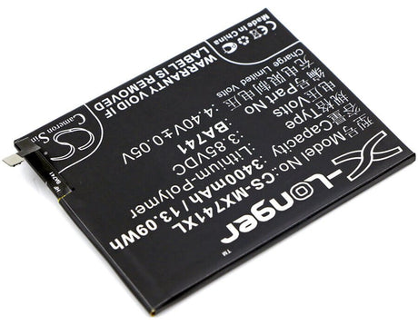 3.85V, Li-Polymer, 3400mAh, SmartPhone battery fits Meizu, Meilan, Ba741, E2, 13.09Wh Mobile, SmartPhone Cameron Sino Technology Limited (Smartphone)