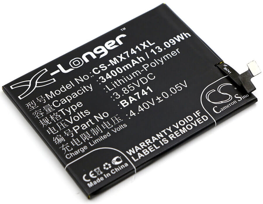 3.85V, Li-Polymer, 3400mAh, SmartPhone battery fits Meizu, Meilan, Ba741, E2, 13.09Wh Mobile, SmartPhone Cameron Sino Technology Limited (Smartphone)