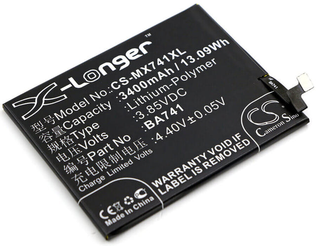 3.85V, Li-Polymer, 3400mAh, SmartPhone battery fits Meizu, Meilan, Ba741, E2, 13.09Wh Mobile, SmartPhone Cameron Sino Technology Limited (Smartphone)