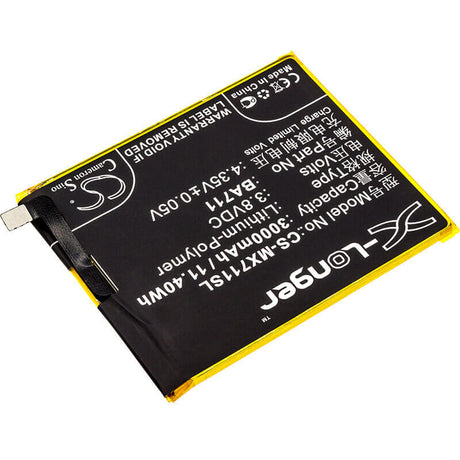 3.8V, Li-Polymer, 3000mAh, SmartPhone battery fits Meizu, Meilan, Ba711, M6, M6 Dual Sim, 11.4Wh Mobile, SmartPhone Cameron Sino Technology Limited (Smartphone)