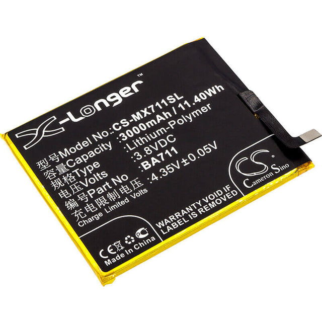 3.8V, Li-Polymer, 3000mAh, SmartPhone battery fits Meizu, Meilan, Ba711, M6, M6 Dual Sim, 11.4Wh Mobile, SmartPhone Cameron Sino Technology Limited (Smartphone)