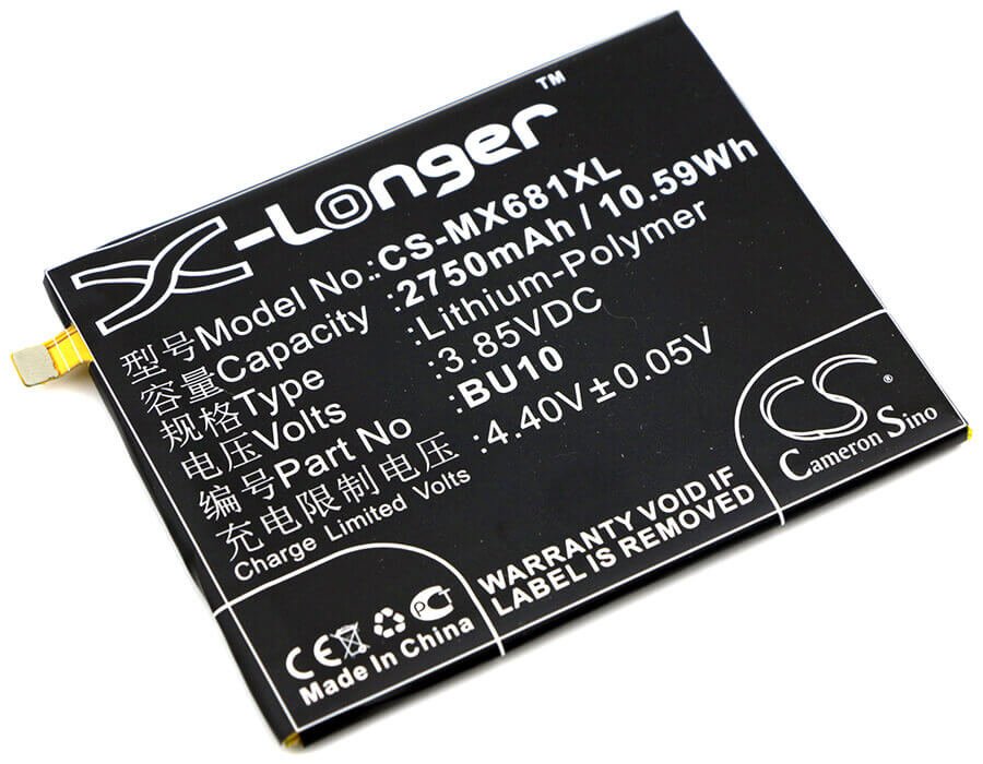 3.85V, Li-Polymer, 2750mAh, SmartPhone battery fits Meilan, Meizu, Bu10, U10, U10 Dual Sim, 10.59Wh Mobile, SmartPhone Cameron Sino Technology Limited (Smartphone)