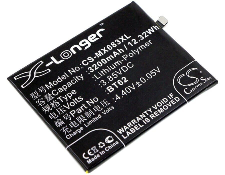 3.85V, Li-Polymer, 3200mAh, SmartPhone battery fits Meilan, X, 12.32Wh Mobile, SmartPhone Cameron Sino Technology Limited (Suspended)