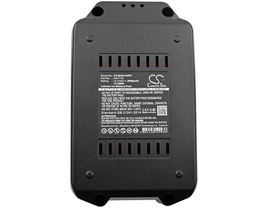 14.4V, Li-ion, 5000mAh, Power Tools battery fits Meister Craft, 5451170, 5450880, Mas144, 72Wh Power Tools Cameron Sino Technology Limited (Power Tools)