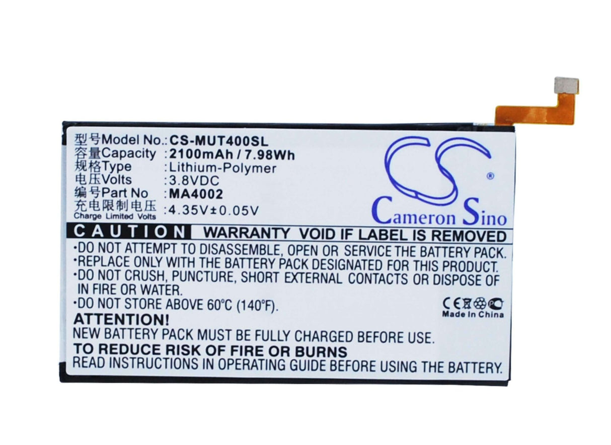 3.8V, Li-Polymer, 2100mAh, SmartPhone battery fits Meitu, Ma4002, M4, 7.98Wh Mobile, SmartPhone Cameron Sino Technology Limited (Smartphone)
