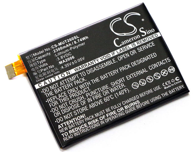 3.8V, Li-Polymer, 2300mAh, SmartPhone battery fits Meitu, Ma2006, Mk260, 8.74Wh Mobile, SmartPhone Cameron Sino Technology Limited (Suspended)