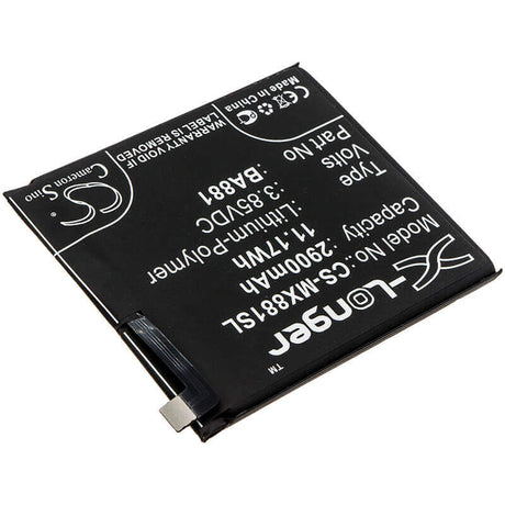 3.85V, Li-Polymer, 2900mAh, SmartPhone battery fits Meizu, Ba881, 15, 15 Dual Sim, 11.17Wh Mobile, SmartPhone Cameron Sino Technology Limited (Smartphone)