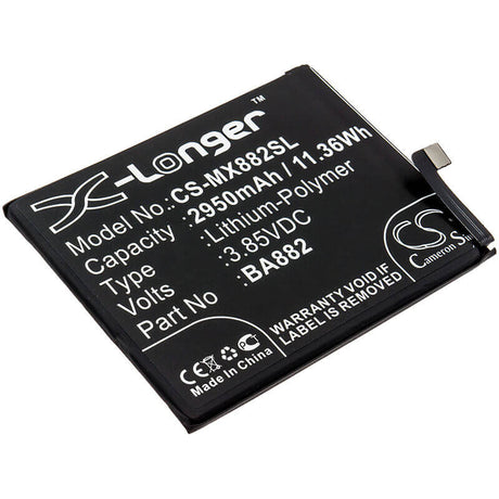 3.85V, Li-Polymer, 2950mAh, SmartPhone battery fits Meizu, Ba882, 16, 16 Premium Edition, 11.36Wh Mobile, SmartPhone Cameron Sino Technology Limited (Smartphone)