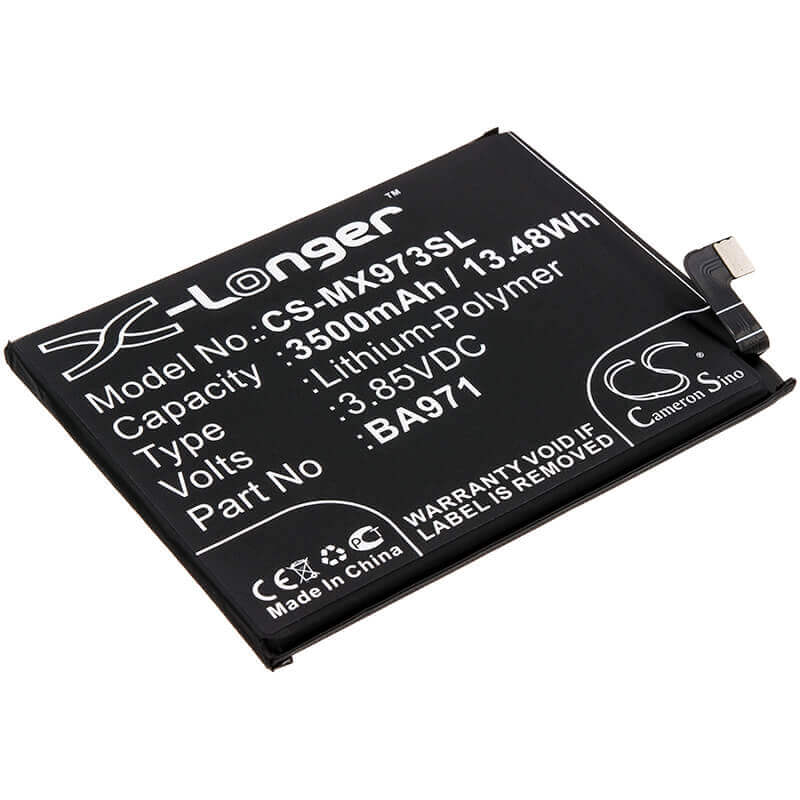 3.85V, Li-Polymer, 3500mAh, SmartPhone battery fits Meizu, Ba971, 16s, 16s Pro, 13.48Wh Mobile, SmartPhone Cameron Sino Technology Limited (Smartphone)