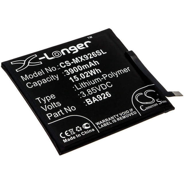 3.85V, Li-Polymer, 3900mAh, SmartPhone battery fits Meizu, Ba926, 16xs, M1926, 15.02Wh Mobile, SmartPhone Cameron Sino Technology Limited (Suspended)
