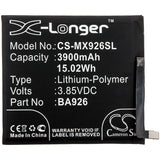 3.85V, Li-Polymer, 3900mAh, SmartPhone battery fits Meizu, Ba926, 16xs, M1926, 15.02Wh Mobile, SmartPhone Cameron Sino Technology Limited (Suspended)