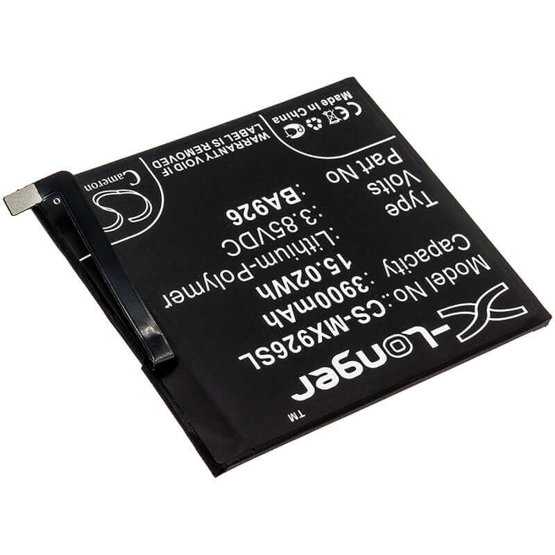 3.85V, Li-Polymer, 3900mAh, SmartPhone battery fits Meizu, Ba926, 16xs, M1926, 15.02Wh Mobile, SmartPhone Cameron Sino Technology Limited (Suspended)