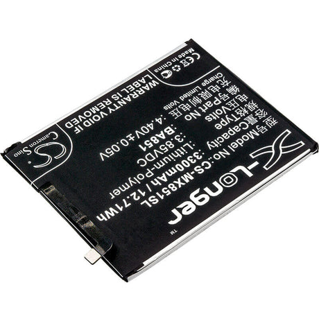 3.85V, Li-Polymer, 3300mAh, SmartPhone battery fits Meizu, Ba851, E3, E3 Dual Sim, 12.71Wh Mobile, SmartPhone Cameron Sino Technology Limited (Suspended)