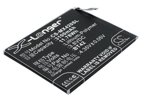3.8V, Li-Polymer, 3100mAh, SmartPhone battery fits Meizu, Bt42, M1, Note, 11.78Wh Mobile, SmartPhone Cameron Sino Technology Limited (Smartphone)