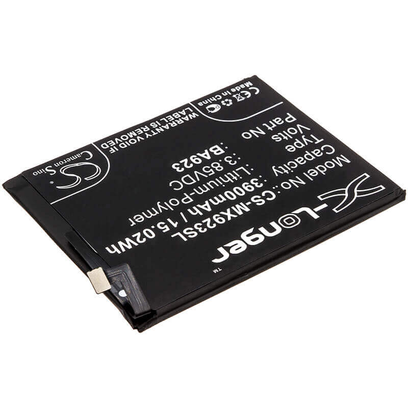 3.85V, Li-Polymer, 3900mAh, SmartPhone battery fits Meizu, Ba923, M1923, M923q, 15.02Wh Mobile, SmartPhone Cameron Sino Technology Limited (Smartphone)