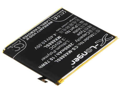 3.85V, Li-Polymer, 2800mAh, SmartPhone battery fits Meizu, Bt68, M3, M3 Mini, 10.78Wh Mobile, SmartPhone Cameron Sino Technology Limited (Smartphone)