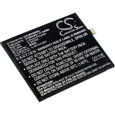3.85V, Li-Polymer, 3100mAh, SmartPhone battery fits Meizu, Ba02, A680m, A680q, 11.94Wh Mobile, SmartPhone Cameron Sino Technology Limited (Smartphone)