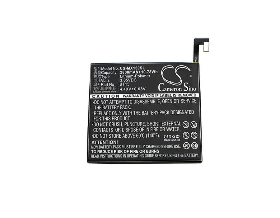 3.85V, Li-Polymer, 2800mAh, SmartPhone battery fits Meizu, Bt15, M3s, Meilan 3s, 10.78Wh Mobile, SmartPhone Cameron Sino Technology Limited (Smartphone)