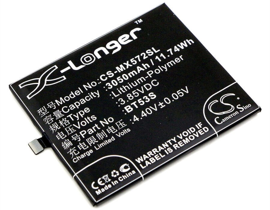 3.85V, Li-Polymer, 3050mAh, SmartPhone battery fits Meizu, Bt53s, M570q-s Dual Sim Td-lte, Pro 6s, 11.74Wh Mobile, SmartPhone Cameron Sino Technology Limited (Smartphone)