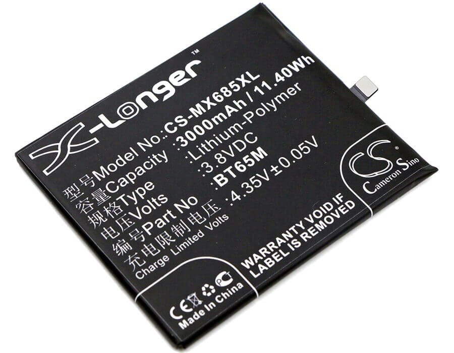 3.8V, Li-Polymer, 3000mAh, SmartPhone battery fits Meizu, Bt65m, M685c, M685q, 11.4Wh Mobile, SmartPhone Cameron Sino Technology Limited (Smartphone)