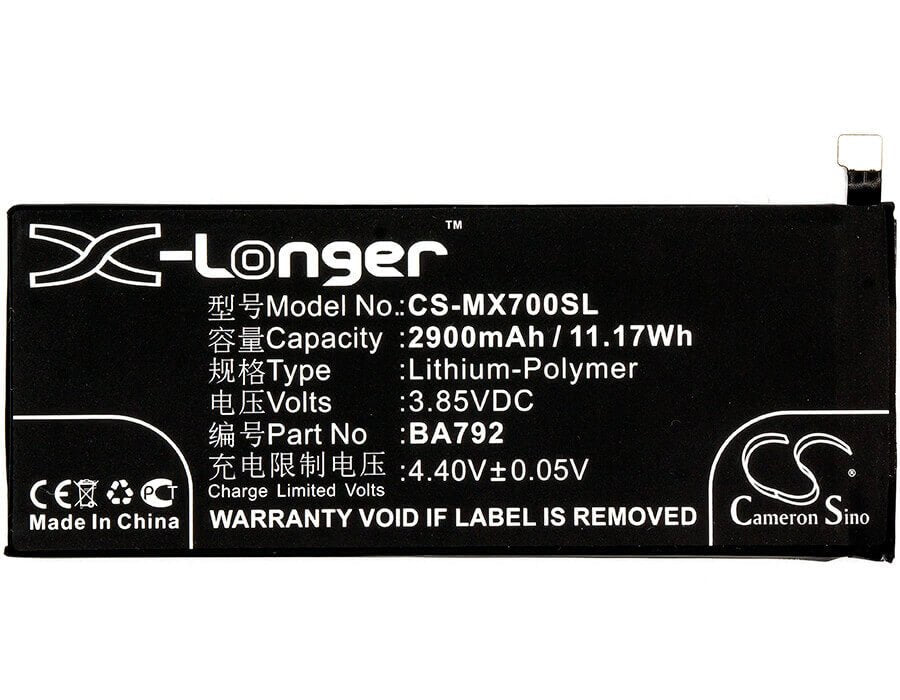 3.85V, Li-Polymer, 2900mAh, SmartPhone battery fits Meizu, Ba791, M792c, M792q, 11.17Wh Mobile, SmartPhone Cameron Sino Technology Limited (Smartphone)