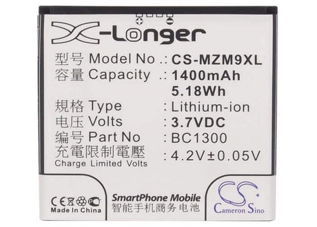 Battery For Meizu M9 3.7v, 1400mah - 5.18wh Batteries for Electronics Cameron Sino Technology Limited (Suspended)