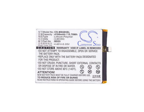 3.85V, Li-Polymer, 4100mAh, SmartPhone battery fits Meizu, Bs25, M3 Max, Meilan Max, 15.79Wh Mobile, SmartPhone Cameron Sino Technology Limited (Smartphone)