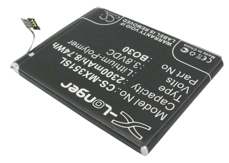 3.8V, Li-Polymer, 2300mAh, SmartPhone battery fits Meizu, B030, M055, M351, 8.74Wh Mobile, SmartPhone Cameron Sino Technology Limited (Smartphone)