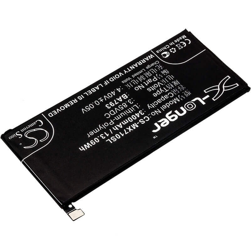 3.85V, Li-Polymer, 3400mAh, SmartPhone battery fits Meizu, Ba793, M793q, Pro 7 Plus, 13.09Wh Mobile, SmartPhone Cameron Sino Technology Limited (Smartphone)
