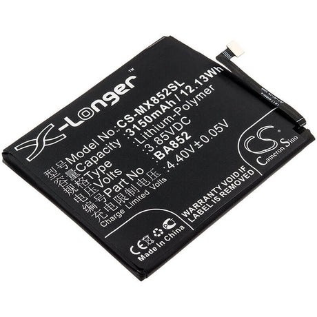 3.85V, Li-Polymer, 3150mAh, SmartPhone battery fits Meizu, Ba852, 16 Global, 16 Global Dual Sim, 12.13Wh Mobile, SmartPhone Cameron Sino Technology Limited (Smartphone)
