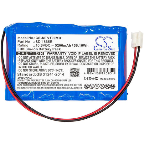 10.8V, Li-ion, 5200mAh, Medical battery fits Mekics, Sdi1865e, Mtv 1000, 56.16Wh Medical Cameron Sino Technology Limited (Medical)