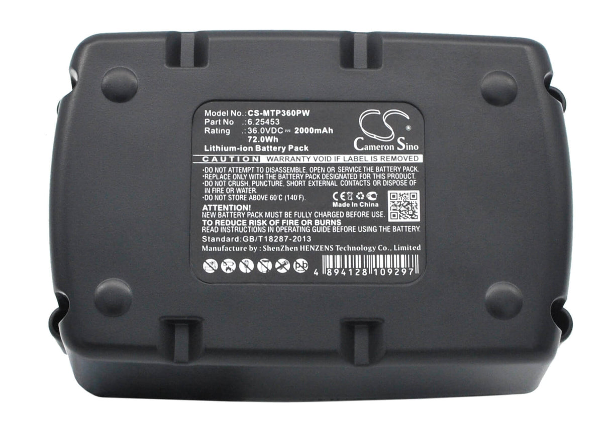 36.0V, Li-ion, 2000mAh, Power Tools battery fits Metabo, 6.25453, Ahs 36v, Ahs36v, 72Wh Power Tools Cameron Sino Technology Limited (Power Tools)