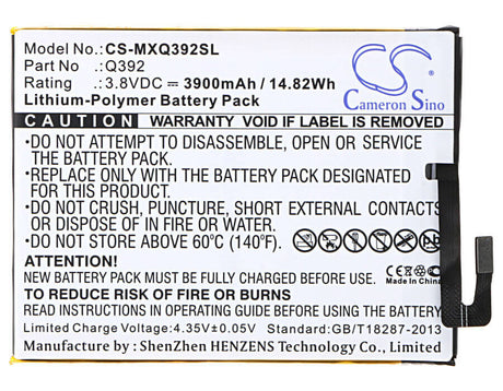 3.8V, Li-Polymer, 3900mAh, SmartPhone battery fits Micromax, Q392, Canvas Juice 3, Q392, 14.82Wh Mobile, SmartPhone Cameron Sino Technology Limited (Smartphone)