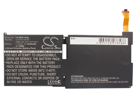 7.4V, Li-Polymer, 4250mAh, Tablet battery fits Microsoft, 21cp4/106/96, 9hr-00005, Surface, 31.45Wh Tablet Cameron Sino Technology Limited