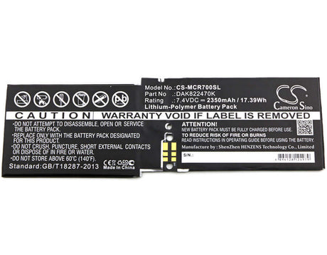 7.4V, Li-Polymer, 2350mAh, Tablet battery fits Microsoft, Dak822470k, Cr7-00005, Surface 1703, 17.39Wh Tablet Cameron Sino Technology Limited